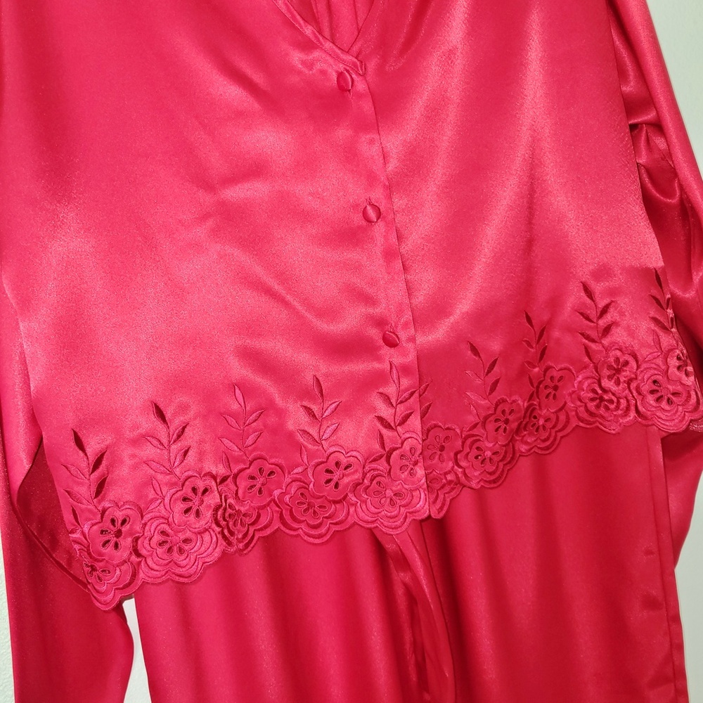 Vintage Victoria’s Secret Gold Label Red Satin Pajama Set - M